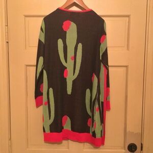 Lucky & Blessed Pink and Green Cactus Sweater Cardigan